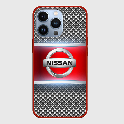 Чехол iPhone 13 Pro Nissan авто текстура / 3D-Красный – фото 1