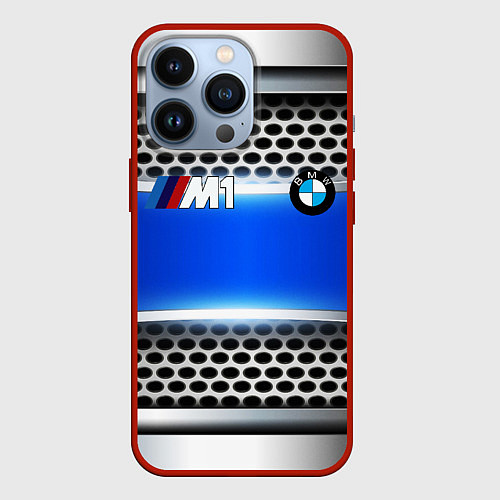 Чехол iPhone 13 Pro BMW metal machine / 3D-Красный – фото 1