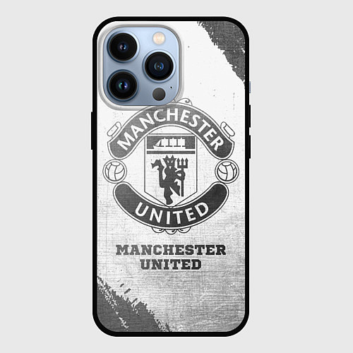 Чехол iPhone 13 Pro Manchester United - white gradient / 3D-Черный – фото 1