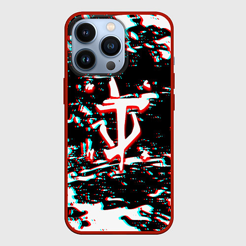 Чехол iPhone 13 Pro Doom glithc краски / 3D-Красный – фото 1