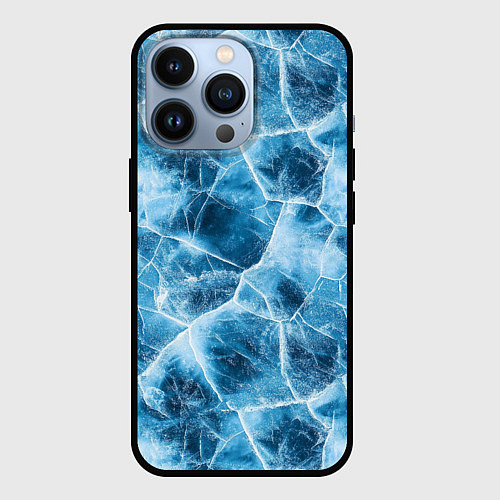 Чехол iPhone 13 Pro Текстура льда / 3D-Черный – фото 1