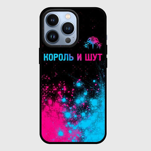 Чехол iPhone 13 Pro Король и Шут - neon gradient посередине / 3D-Черный – фото 1