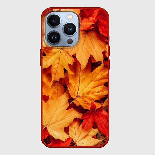 Чехол iPhone 13 Pro Осенние кленовые листья / 3D-Красный – фото 1