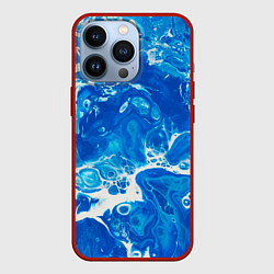 Чехол для iPhone 13 Pro Синяя водная абстракция, цвет: 3D-красный