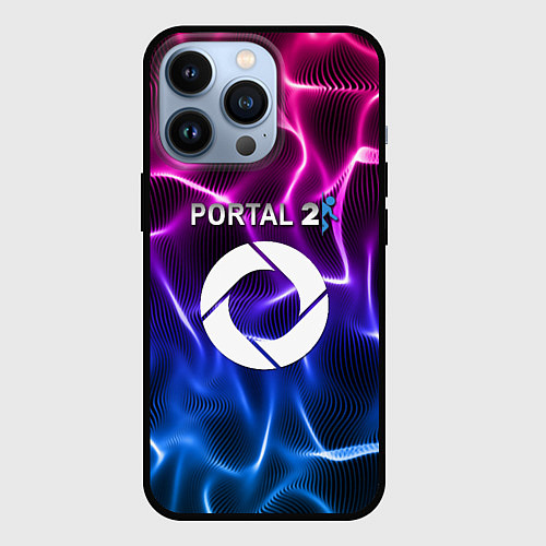 Чехол iPhone 13 Pro Portal неоновые волны / 3D-Черный – фото 1