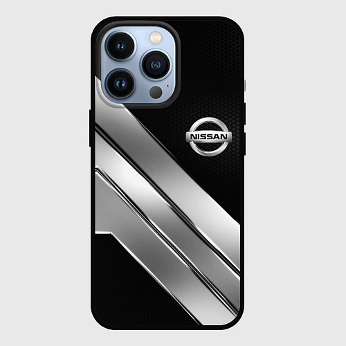 Чехол iPhone 13 Pro Nissan metal steel auto / 3D-Черный – фото 1