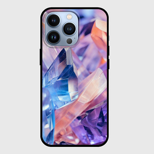 Чехол iPhone 13 Pro Розовые минералы / 3D-Черный – фото 1