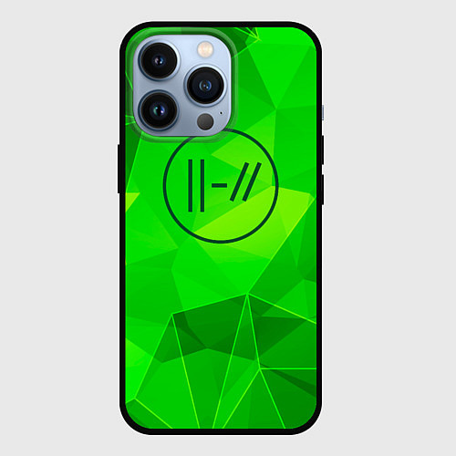 Чехол iPhone 13 Pro Twenty One Pilots green poly / 3D-Черный – фото 1