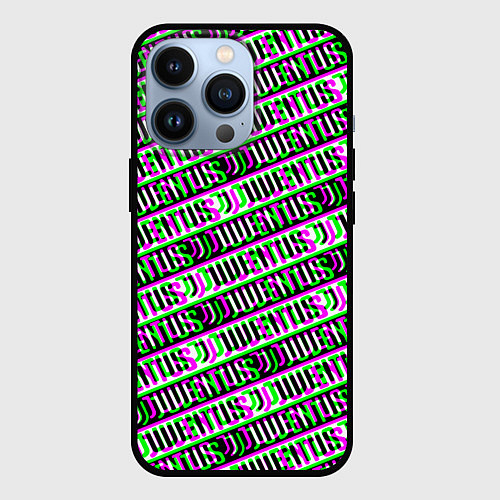 Чехол iPhone 13 Pro Juventus glitch pattern / 3D-Черный – фото 1