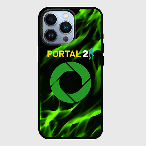 Чехол iPhone 13 Pro Portal green flame / 3D-Черный – фото 1