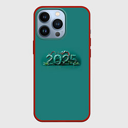 Чехол для iPhone 13 Pro Символ 2025 нового года: зеленая змея, цвет: 3D-красный