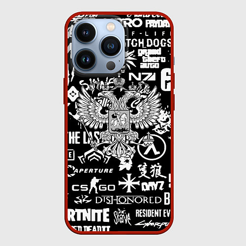 Чехол iPhone 13 Pro Киберсорт Россия герб / 3D-Красный – фото 1