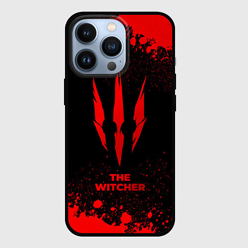 Чехол iPhone 13 Pro The Witcher - red gradient / 3D-Черный – фото 1