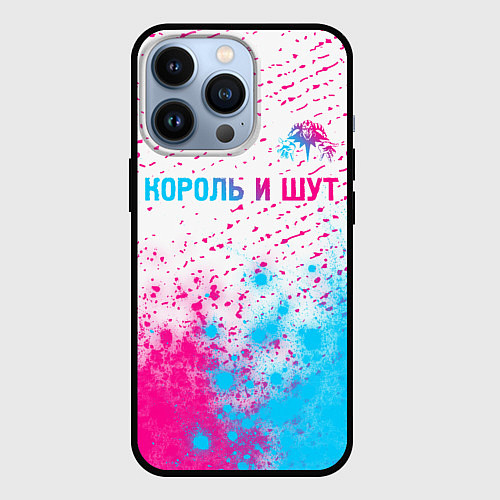 Чехол iPhone 13 Pro Король и Шут neon gradient style посередине / 3D-Черный – фото 1