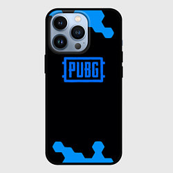 Чехол для iPhone 13 Pro PUBG синие соты абстракция, цвет: 3D-черный