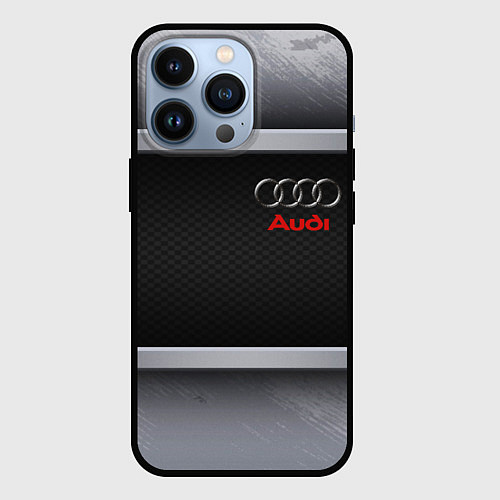 Чехол iPhone 13 Pro Audi metal texture / 3D-Черный – фото 1