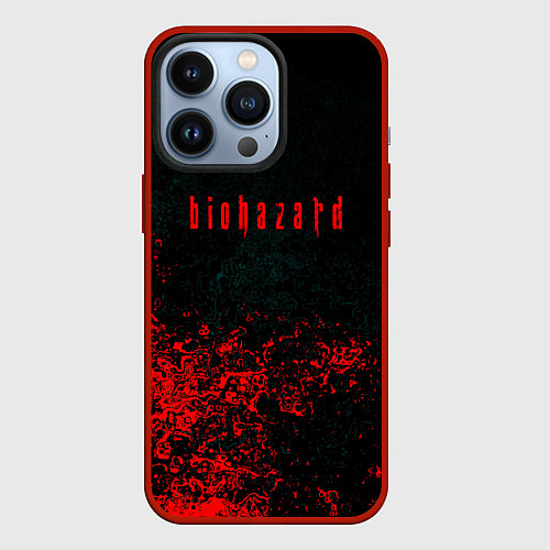 Чехол iPhone 13 Pro Biohazard брызги красок / 3D-Красный – фото 1