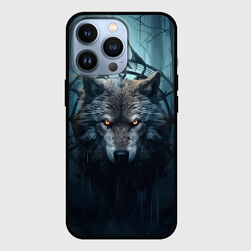 Чехол iPhone 13 Pro Волк в ловце снов / 3D-Черный – фото 1