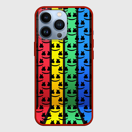 Чехол iPhone 13 Pro Marshmello neon music dj / 3D-Красный – фото 1