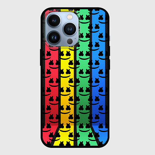 Чехол iPhone 13 Pro Marshmello neon music dj / 3D-Черный – фото 1