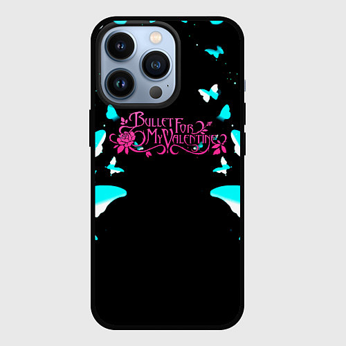 Чехол iPhone 13 Pro Bullet for my valentine бабочки / 3D-Черный – фото 1