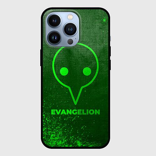 Чехол iPhone 13 Pro Evangelion - green gradient / 3D-Черный – фото 1