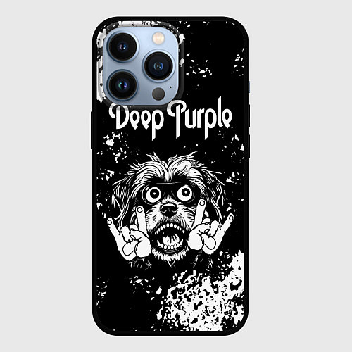 Чехол iPhone 13 Pro Deep Purple рок пес / 3D-Черный – фото 1