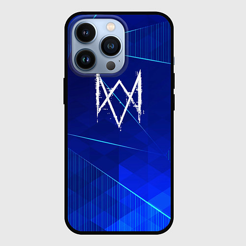 Чехол iPhone 13 Pro Watch Dogs blue poly / 3D-Черный – фото 1