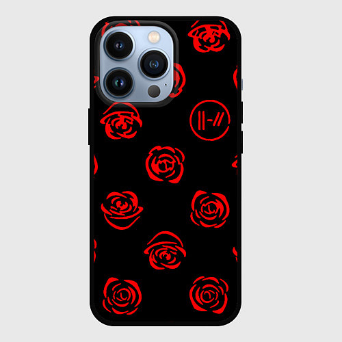 Чехол iPhone 13 Pro Twenty one pilots rose pattern / 3D-Черный – фото 1