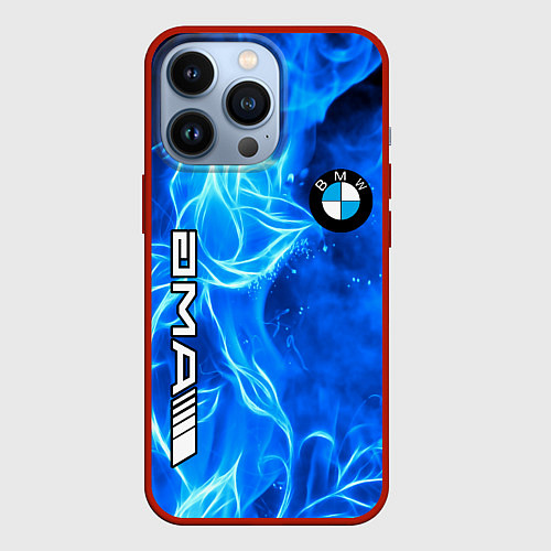 Чехол iPhone 13 Pro BMW flower flame / 3D-Красный – фото 1