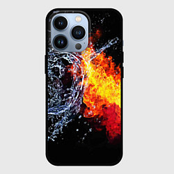 Чехол для iPhone 13 Pro Столкновения огня и воды, цвет: 3D-черный