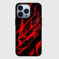 Чехол iPhone 13 Pro Red stripes on a black background