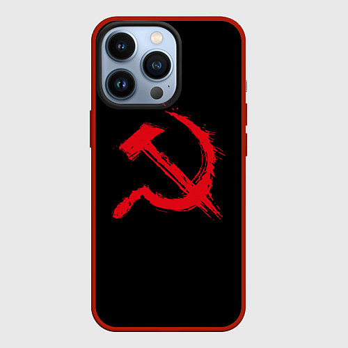 Чехол iPhone 13 Pro СССР логотип серп и молот / 3D-Красный – фото 1