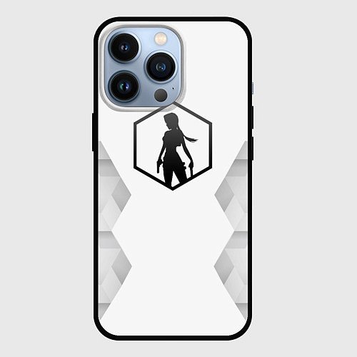 Чехол iPhone 13 Pro Tomb Raider white poly / 3D-Черный – фото 1