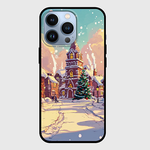 Чехол iPhone 13 Pro Пустой новогодний городок / 3D-Черный – фото 1