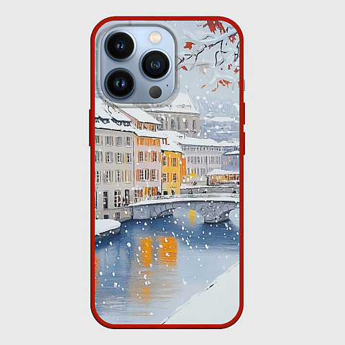 Чехол iPhone 13 Pro Заснеженный Санкт-Петербург / 3D-Красный – фото 1