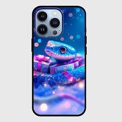 Чехол для iPhone 13 Pro Новогодняя змейка с подарком, цвет: 3D-черный