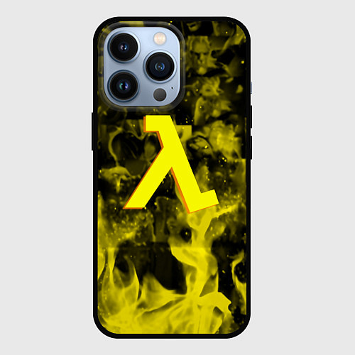 Чехол iPhone 13 Pro Half life flame game / 3D-Черный – фото 1