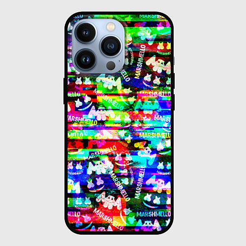 Чехол iPhone 13 Pro Marshmello music краски / 3D-Черный – фото 1
