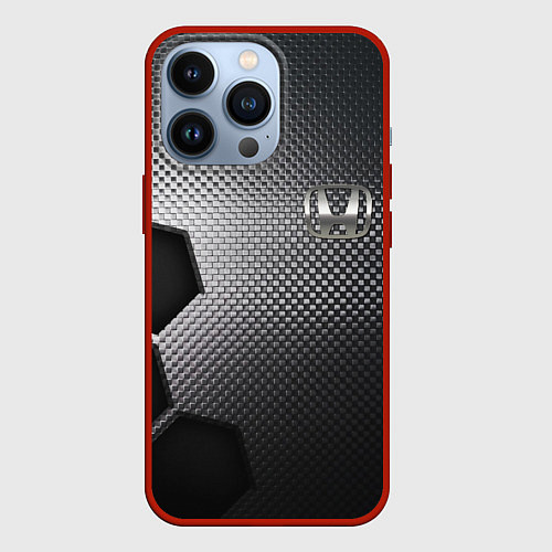 Чехол iPhone 13 Pro Honda metal auto / 3D-Красный – фото 1