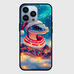 Чехол для iPhone 13 Pro Новогодняя змея в шарфе, цвет: 3D-черный