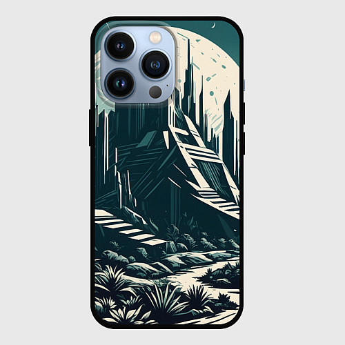 Чехол iPhone 13 Pro Фантастика город / 3D-Черный – фото 1