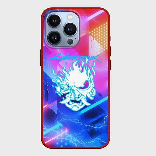 Чехол iPhone 13 Pro Cyberpunk samurai storm / 3D-Красный – фото 1