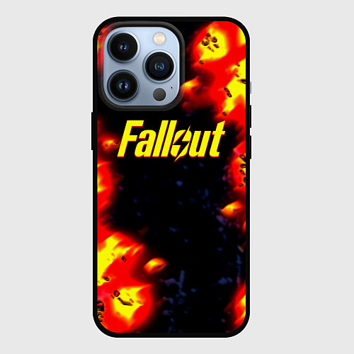 Чехол iPhone 13 Pro Fallout огненные краски стиль / 3D-Черный – фото 1