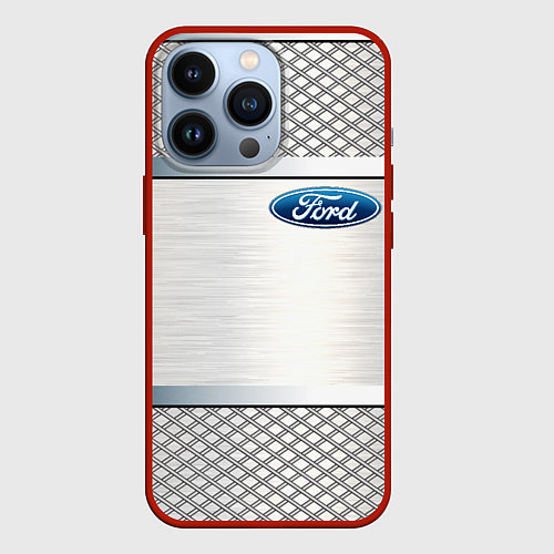 Чехол iPhone 13 Pro FORD metal steel auto / 3D-Красный – фото 1