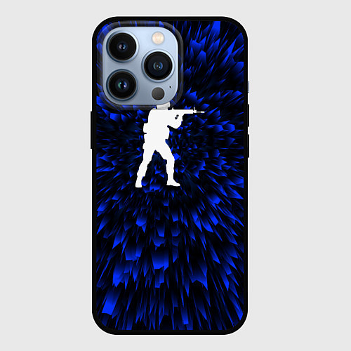 Чехол iPhone 13 Pro Counter Strike blue energy / 3D-Черный – фото 1