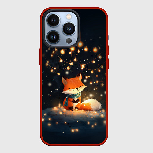 Чехол iPhone 13 Pro Лисенок в лесу / 3D-Красный – фото 1