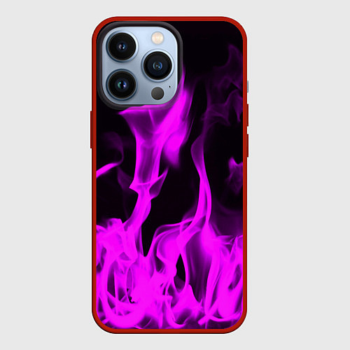 Чехол iPhone 13 Pro Неоновый огонь в дыму / 3D-Красный – фото 1
