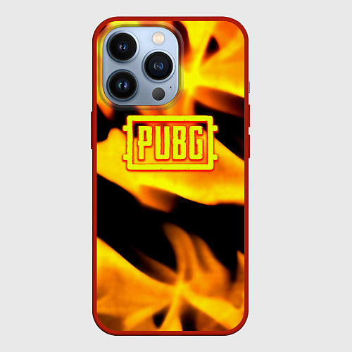 Чехол iPhone 13 Pro PUBG fire steel / 3D-Красный – фото 1