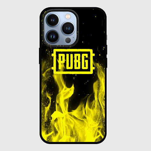 Чехол iPhone 13 Pro PUBG fire yellow / 3D-Черный – фото 1